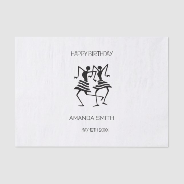 Papel De Seda African Art, Silhouette Celebration Dancers (Frente )