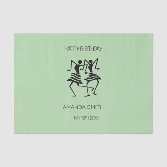 Papel De Seda African Art, Silhouette Celebration Dancers (Frente )