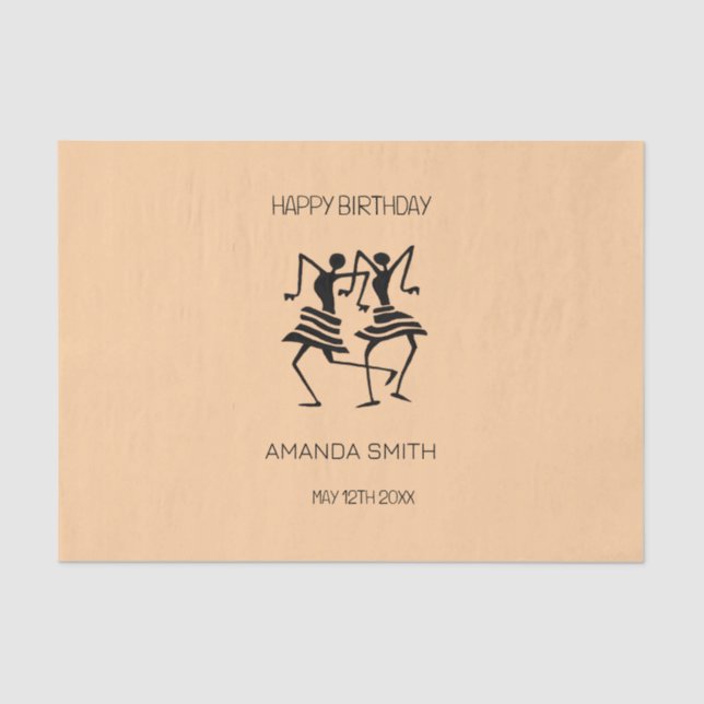 Papel De Seda African Art, Silhouette Celebration Dancers (Frente )