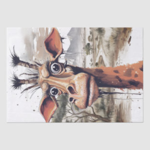 Papel De Seda African Giraffe Caricature Funny Safari