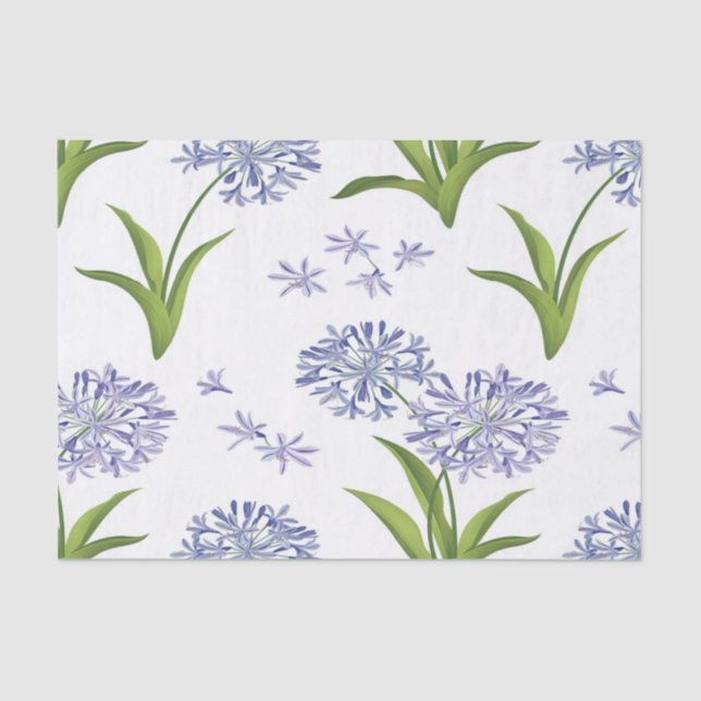 Papel De Seda agapanthus African lily flowers seamless pattern (Frente )