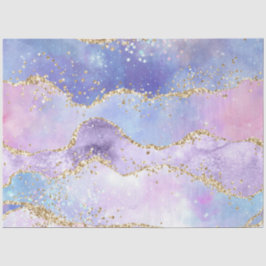 Papel De Seda Ágata Aquarela Dourado Rosa Roxo Azul Decoupage