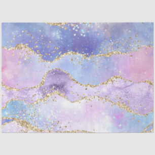 Papel De Seda Ágata Aquarela Dourado Rosa Roxo Azul Decoupage