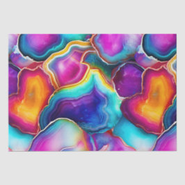 Papel De Seda Ágata Arco-Íris | Padrão Vibrante de Pedra Abstrat