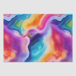 Papel De Seda Ágata Arco-Íris | Padrão Vibrante de Pedra Abstrat