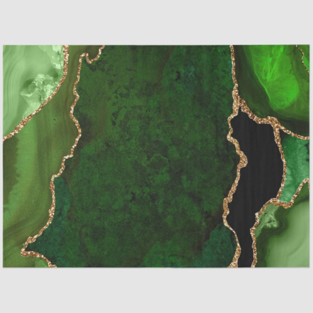 Papel De Seda Ágata Brilhante Falsa Verde e Dourada (Frente )