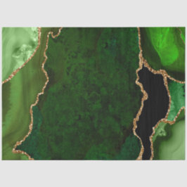 Papel De Seda Ágata Brilhante Falso Verde e Dourado