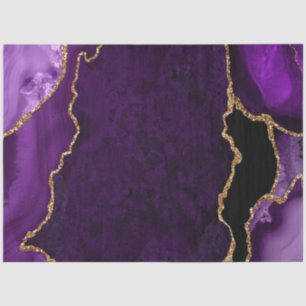 Papel De Seda Ágata Brilho Falso Roxo e Dourado