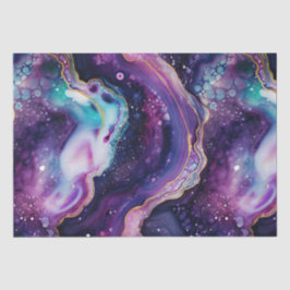 Papel De Seda Ágata Celestial Abstrata Redemoinhos Roxo Azul Dou