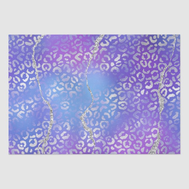 Papel De Seda Ágata Leopardo Prata | Gradiente Abstrato Glam (Frente )