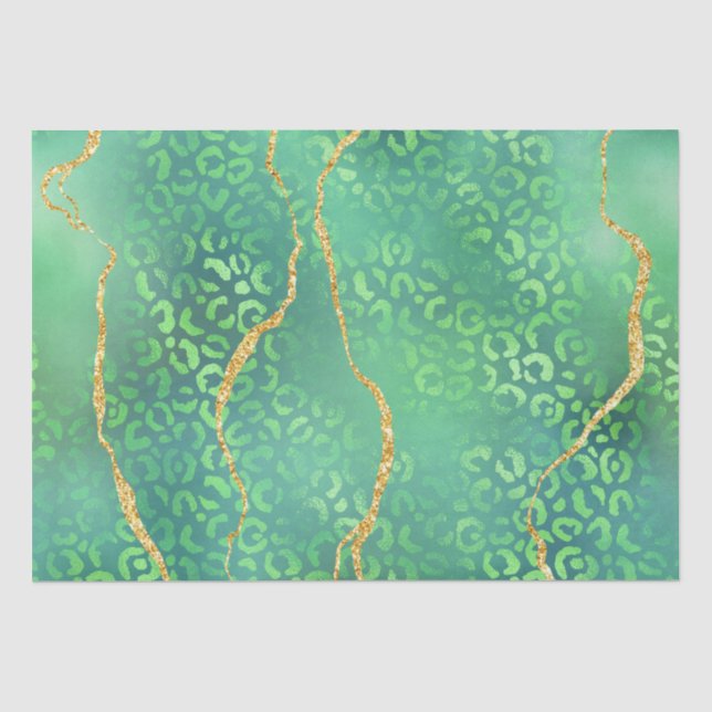 Papel De Seda Ágata Leopardo Verde | Selva Abstrata Glam (Frente )
