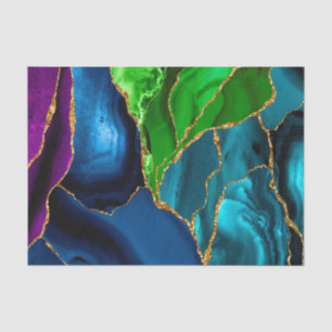 Papel De Seda Ágata Peacock Falsa Brilhante Azul, Roxo e Verde