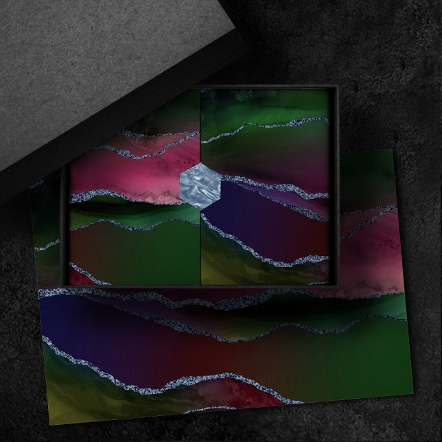 Papel De Seda Agato Vibrante | Toneladas Ricas, Rosa e Verde (Criador carregado)