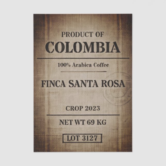 Papel De Seda Aged Coffee Sack Typography Design FC9 Decoupage (Frente )