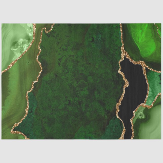 Papel De Seda Agitação de brilho verde e falso Dourado (Frente )