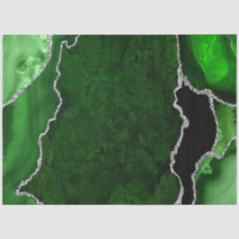 Papel De Seda Agitação de brilho verde e prata