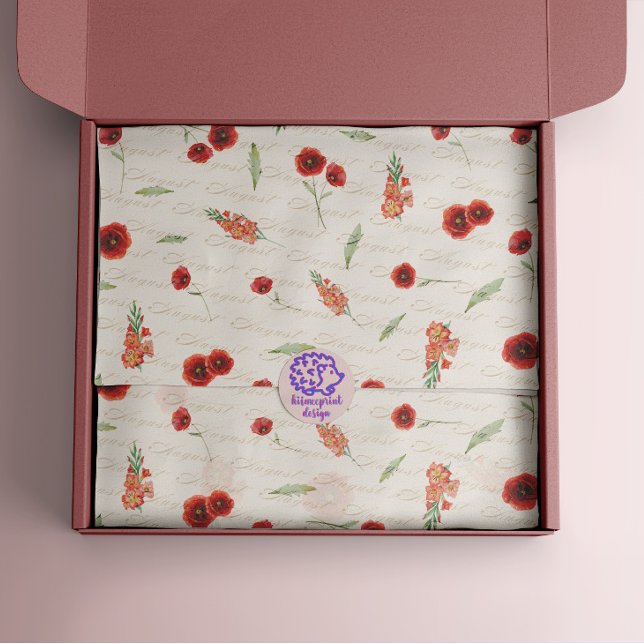 Papel De Seda Agosto Nascimento Mês Flores Poppy Gladiolus (Criador carregado)