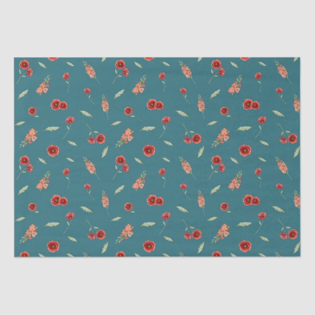 Papel De Seda Agosto Nascimento Mês Flores Poppy Gladiolus (Frente )