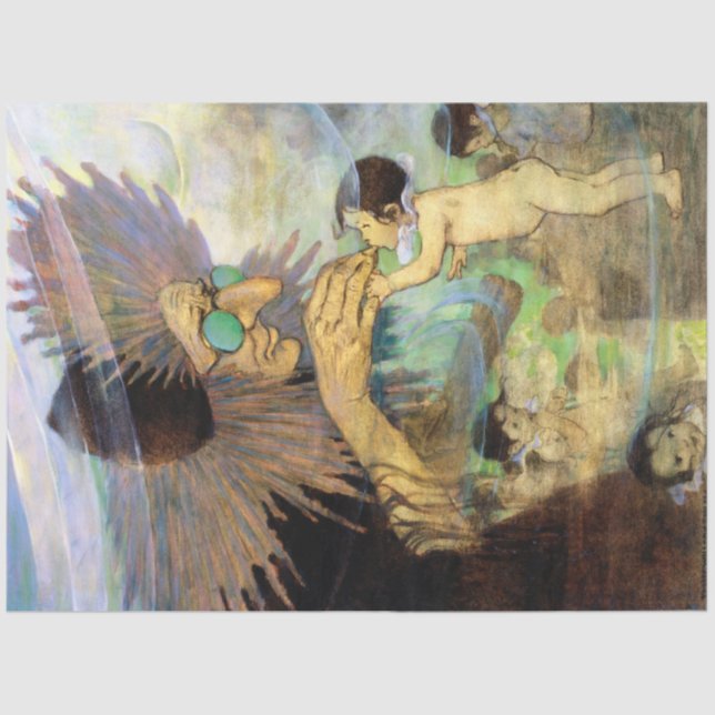 Papel De Seda Água Bebê e Fada, Jessie Willcox Smith (Frente )