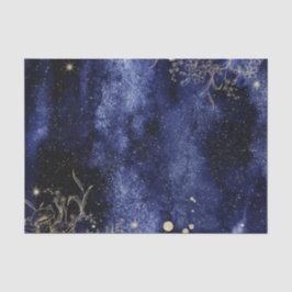 Papel De Seda Água de cor azul-marinho escuro com flor dourada