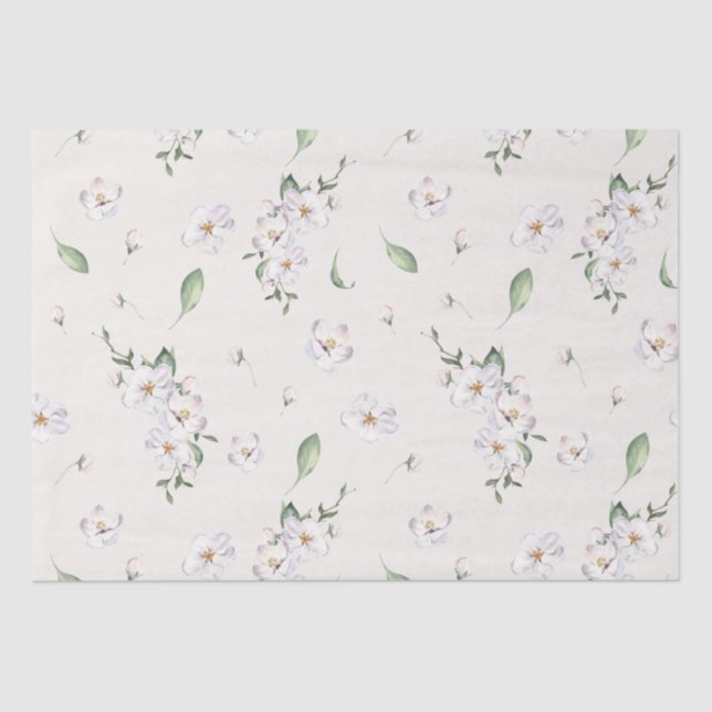Papel De Seda Água Elegante de Primavera em Aquarela Floral (Frente )