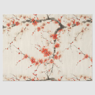 Papel De Seda Água-forte de Flor de Ameixa Vermelha - Arte Flora