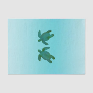 Papel De Seda Água verde azul Ocean 2 Tartarugas Marinhas