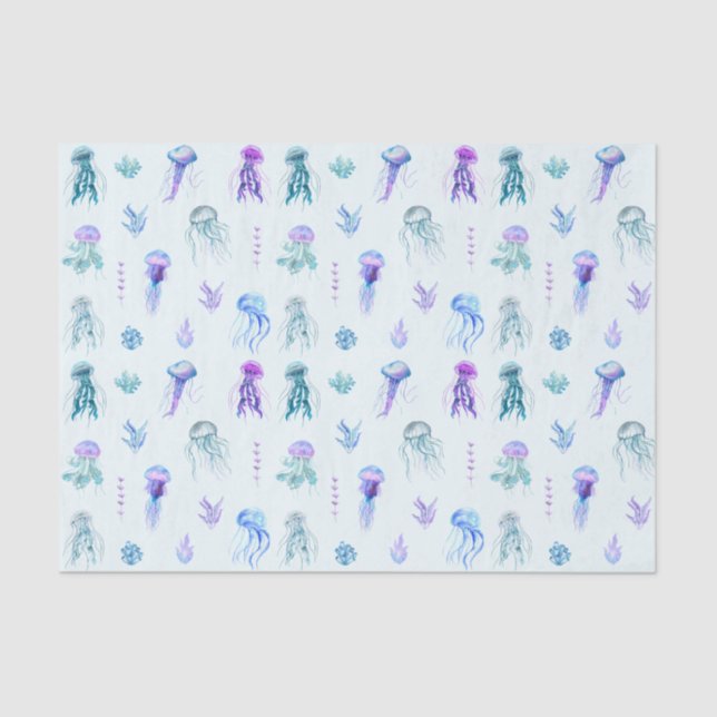 Papel De Seda Água-viva e algas marinhas (Frente )