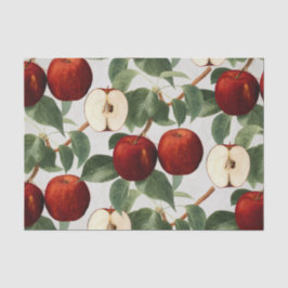 Papel De Seda Aguarela botânica do vintage vermelho das maçãs