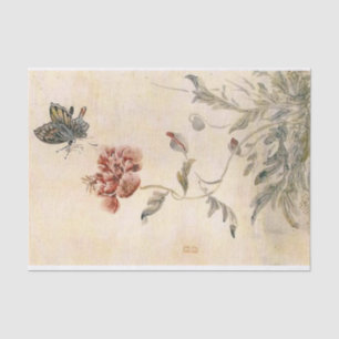 Papel De Seda Aguarela da abelha, da borboleta e da papoila do