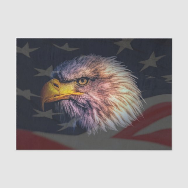 Papel De Seda Águia Balde Americana com Bandeira (Frente )