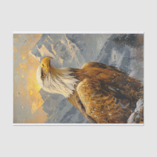 Papel De Seda Águia-Careca Aquarela Montanhas Decoupage
