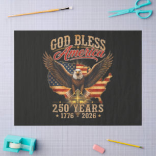 Papel De Seda Águia Deus Abençoe a América 250 Anos 1776 2026