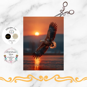 Papel De Seda Águia Majestosa em Voo ao Pôr do Sol em Decoupage
