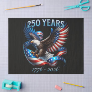 Papel De Seda Águia Patriótica e Bandeira 250 Anos 1776-2026