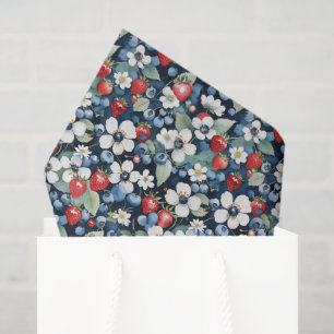 Papel De Seda Airelas E Morangos Florais