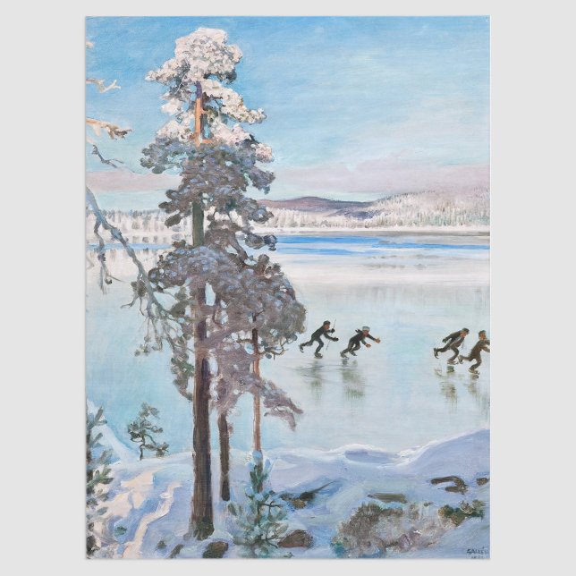 Papel De Seda Akseli Gallen-Kallela - Patinadores perto de Kalel (Criador carregado)