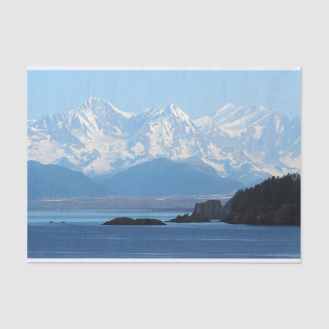 Papel De Seda Alaska Coast Mountain Ocean Photo (Frente )