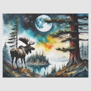 Papel De Seda Alaskan Moose em Pé de Montanha
