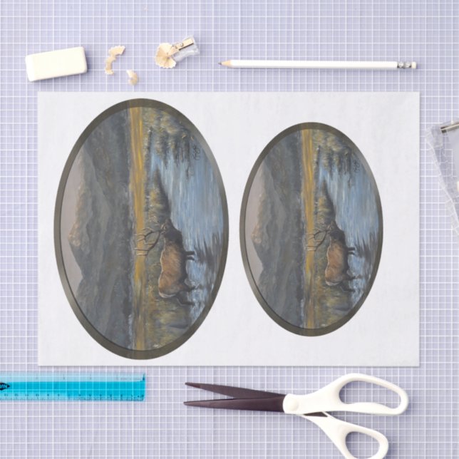 Papel De Seda Alce Dourado - Oval (Arte )