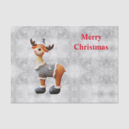Papel De Seda Alce feliz natalício usando um chapéu        