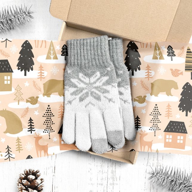 Papel De Seda Aldeia de Bebidas de Natal Rosa Dourada Moderna (Criador carregado)