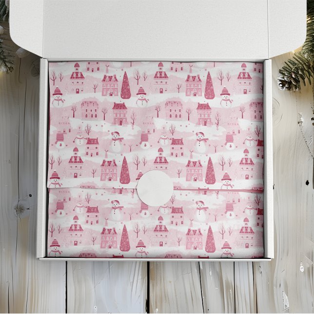 Papel De Seda Aldeia de Natal Rosa Neve (Criador carregado)