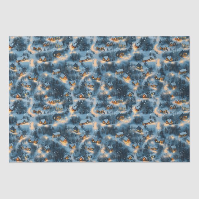 Papel De Seda Aldeia de Natal Sangrenta em Neve (Frente )