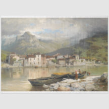 Aldeia no Lago Como Decoupage Paper