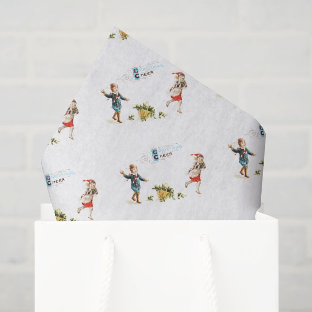Papel De Seda Alegria de Natal Antiga - Diversão com Bolas de Ne (Sacola de presentes)