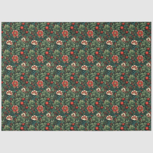 Papel De Seda Alegria Floral Francesa: Natal Vermelho e Verde (Frente )