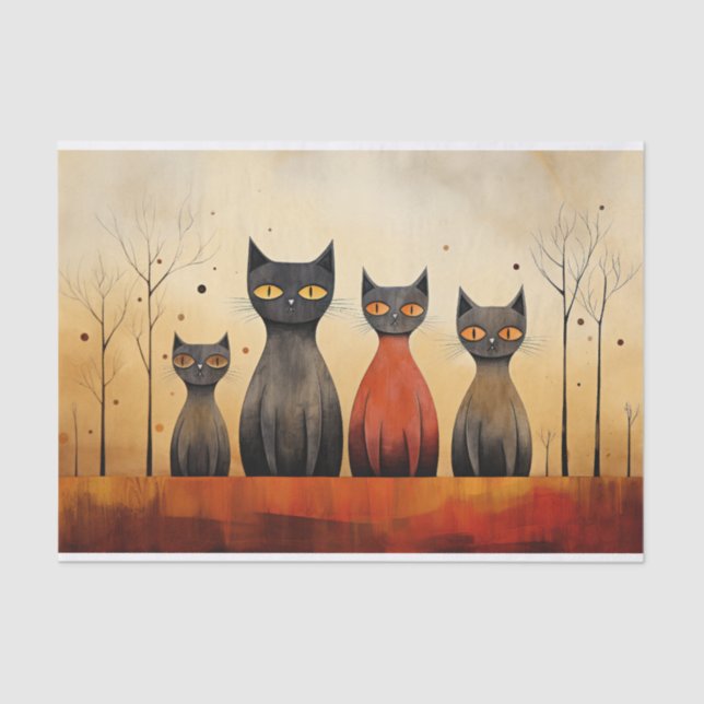 Papel De Seda Alerta de gatos, à atenção, gerada por IA, (Frente )