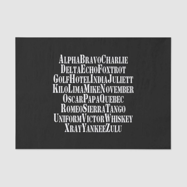 PAPEL DE SEDA ALFABETE FONÉTICO / PALAVRAS DE CÓDIGO (Frente )