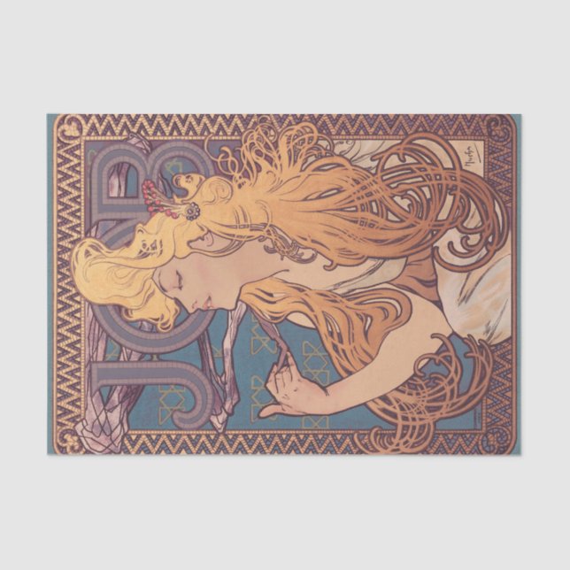 Papel De Seda Alfonse Mucha Job Art Nouveau mulher (Frente )